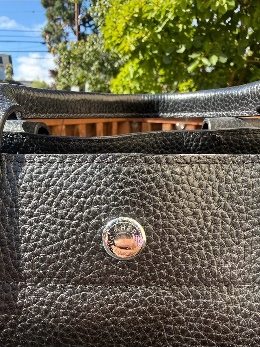 Hermes Black Pebbled Leather Tote Briefcase - vintage early 2000s.